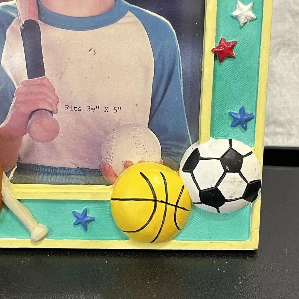 FRAMES FOR KIDS 3D Painted Sports Theme 3 1/2 x 5 Picture Photo Frame Vintage